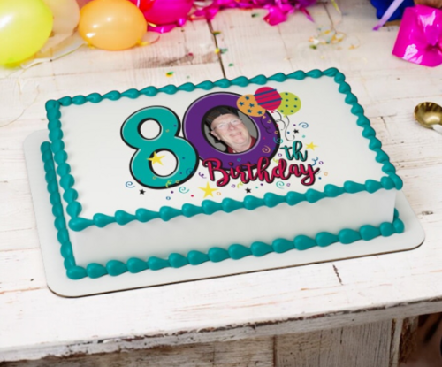 Happy 80th Birthday PhotoCake® Edible Image® Frame Cake