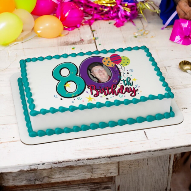 Happy 80th Birthday PhotoCake® Edible Image® Frame Cake