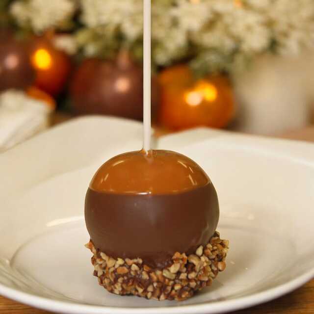 Caramel Apple with Chocolate and Pecans