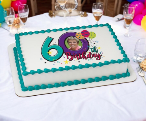 Happy 60th Birthday PhotoCake® Edible Image® Frame Cake