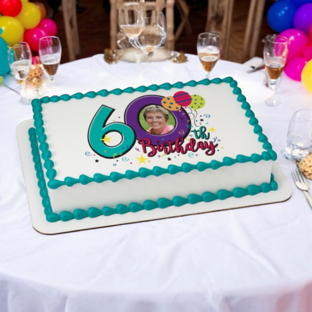 Happy 60th Birthday PhotoCake® Edible Image® Frame Cake