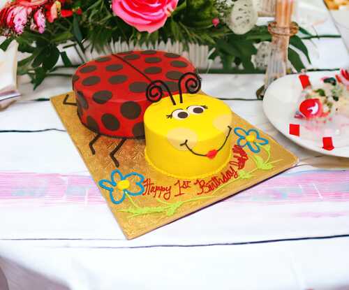 2-D Ladybug Sculpted Cake