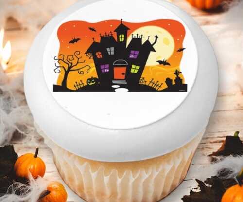 Spooky Haunted House PhotoCake® Edible Image® Cupcakes (12 Cupcakes)