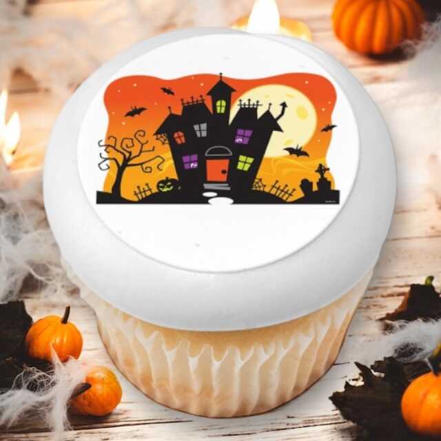 Spooky Haunted House PhotoCake® Edible Image® Cupcakes (12 Cupcakes)