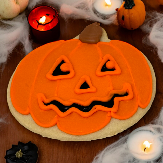 Decorated Jack-o'-Lantern Pumpkin Cut-Out Cookie (12)