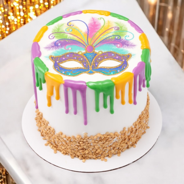 Mardi Gras Mask PhotoCake® Edible Image® Cake