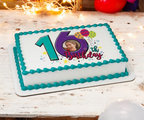 Happy 16th Birthday PhotoCake® Edible Image® Frame Cake