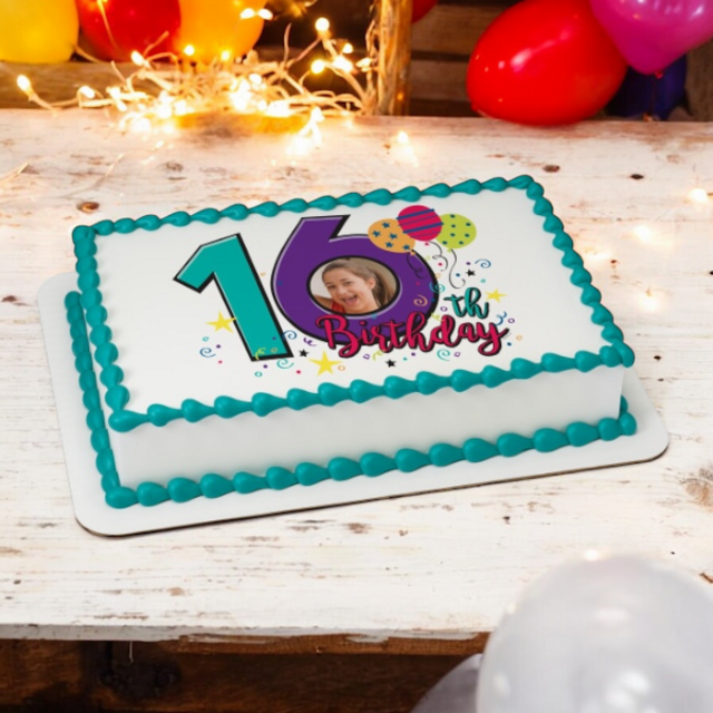 Happy 16th Birthday PhotoCake® Edible Image® Frame Cake