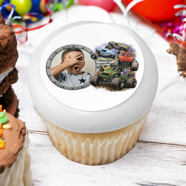 Monster Jam® Crunch Time PhotoCake® Edible Image® Cupcake Frame (12 Cupcakes)