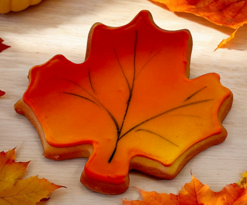 Decorated Fall Leaf Cut-Out Cookie (12)