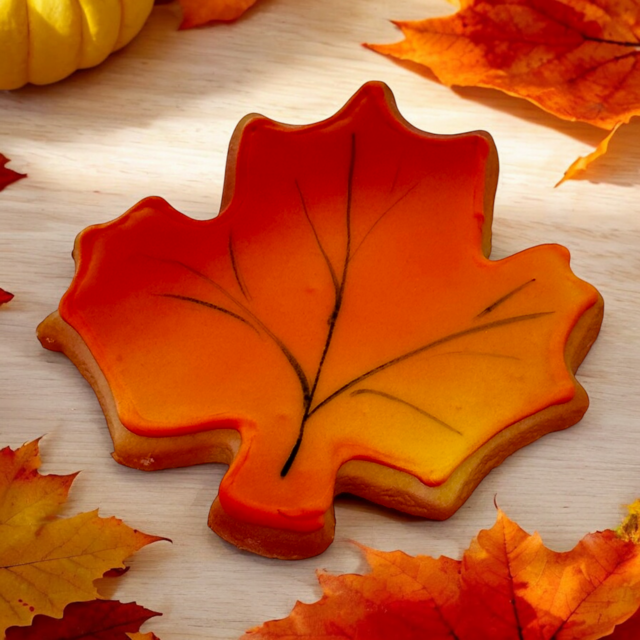 Decorated Fall Leaf Cut-Out Cookie (12)