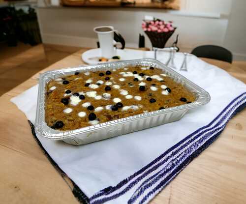 White Chocolate and Blueberry Bread Pudding