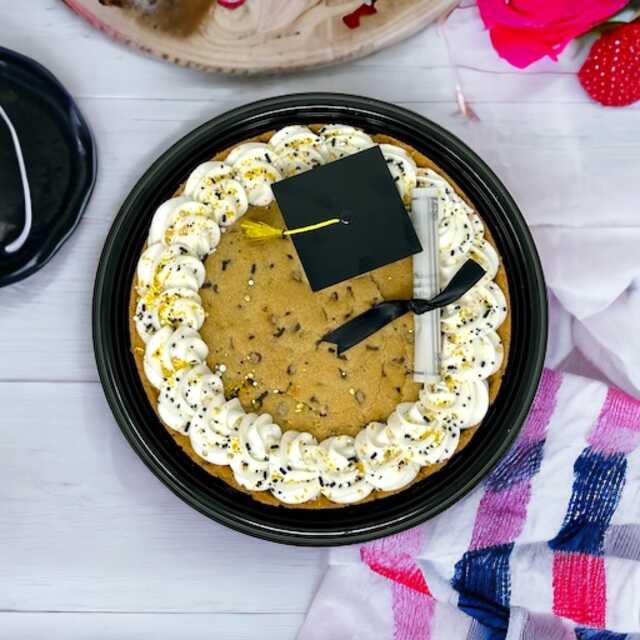 Graduation Cookie Cake with Grad Cap and Diploma