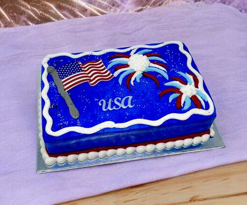 American Flag and Fireworks Cake