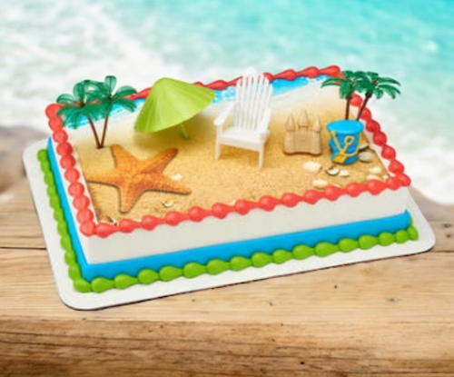 Beach Chair & Umbrella DecoSet with PhotoCake® Edible Image® Background