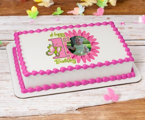 First Birthday Butterfly PhotoCake® Edible Image® Frame