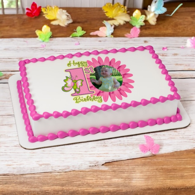 First Birthday Butterfly PhotoCake® Edible Image® Frame