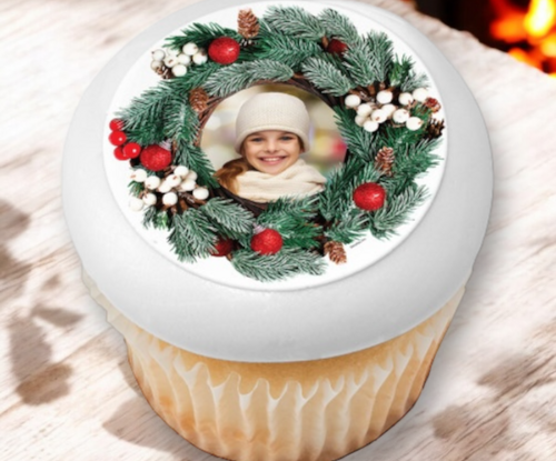 Holiday Wreath PhotoCake® Edible Image® Cupcake Frame (12 Cupcakes)