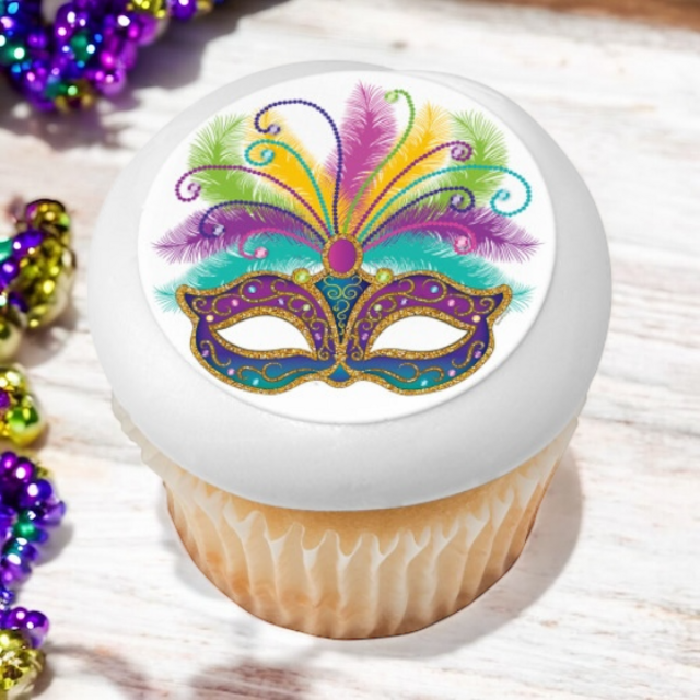 Mardi Gras Mask PhotoCake® Edible Image® Cupcakes (12 Cupcakes)