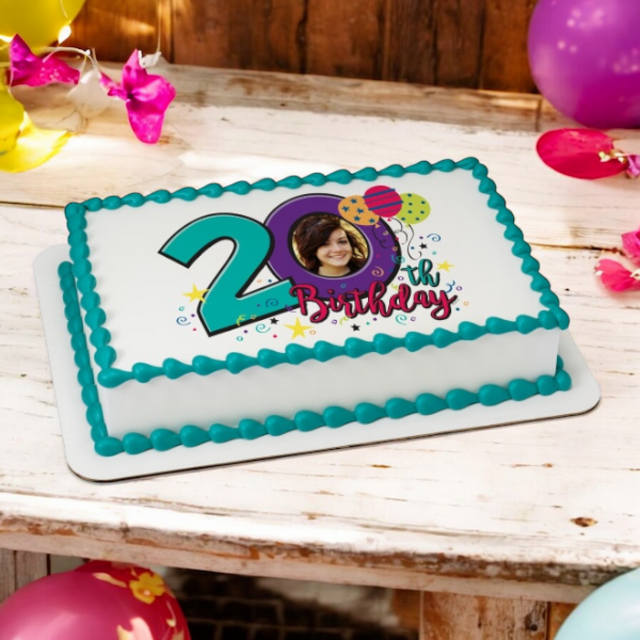 Happy 20th Birthday PhotoCake® Edible Image® Frame Cake