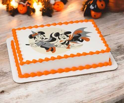 Mickey Mouse and Minnie Mouse Happy Halloween PhotoCake® Edible Image®