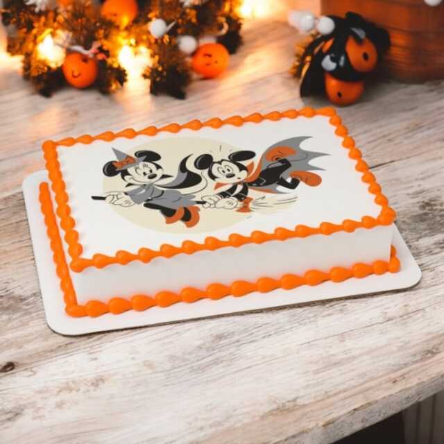 Mickey Mouse and Minnie Mouse Happy Halloween PhotoCake® Edible Image®