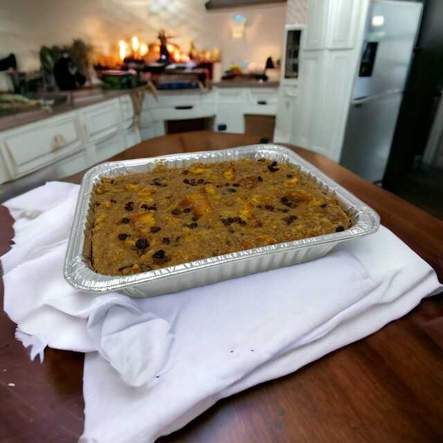 Traditional Ambrosia Bread Pudding with Rasins