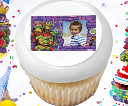 TMNT Mutant Mayhem Super Mutant PhotoCake® Edible Image® Cupcake Frame (12 Cupcakes) 