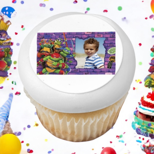 TMNT Mutant Mayhem Super Mutant PhotoCake® Edible Image® Cupcake Frame (12 Cupcakes) 