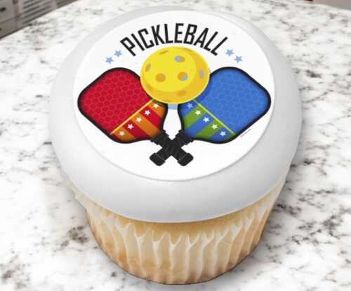 Pickleball PhotoCake® Edible Image® Cupcakes (12 Cupcakes)