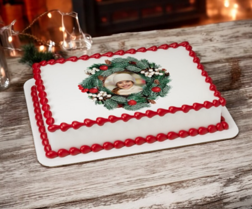 Holiday Wreath PhotoCake® Edible Image® Frame