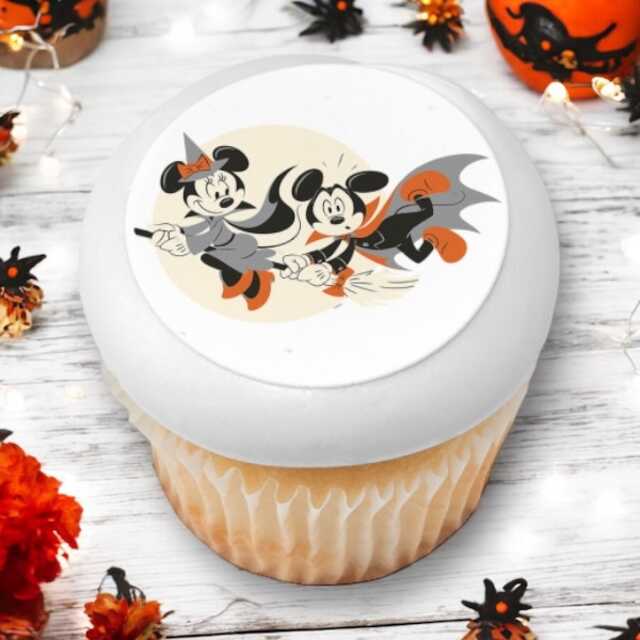 Mickey Mouse and Minnie Mouse Happy Halloween PhotoCake® Edible Image® Cupcakes (12 Cupcakes)