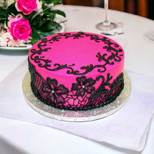 Black Lace Bridal Shower Cake