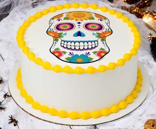 White Sugar Skull PhotoCake® Edible Image®