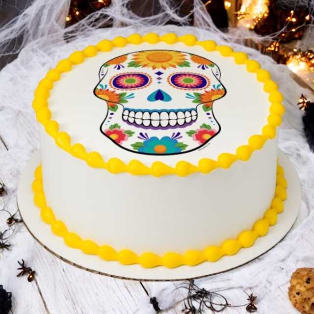 White Sugar Skull PhotoCake® Edible Image®