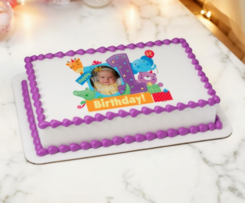 First Birthday PhotoCake® Edible Image® Frame Cake