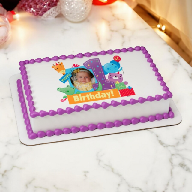 First Birthday PhotoCake® Edible Image® Frame Cake