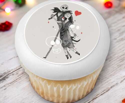 The Nightmare Before Christmas Love PhotoCake® Edible Image® Cupcakes (12 Cupcakes)