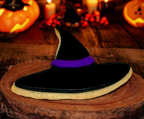 Decorated Halloween Witch Hat, Cut-Out Cookie (12)