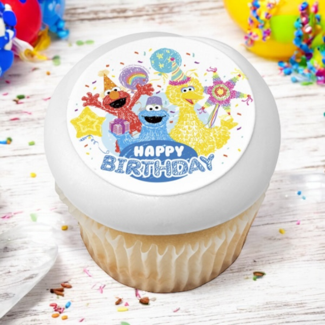 Sesame Street® Happy Birthday PhotoCake® Edible Image® Cupcakes (12 Cupcakes)