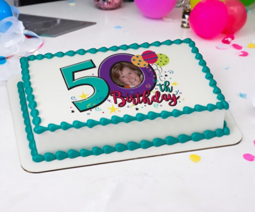 Happy 50th Birthday PhotoCake® Edible Image® Frame Cake