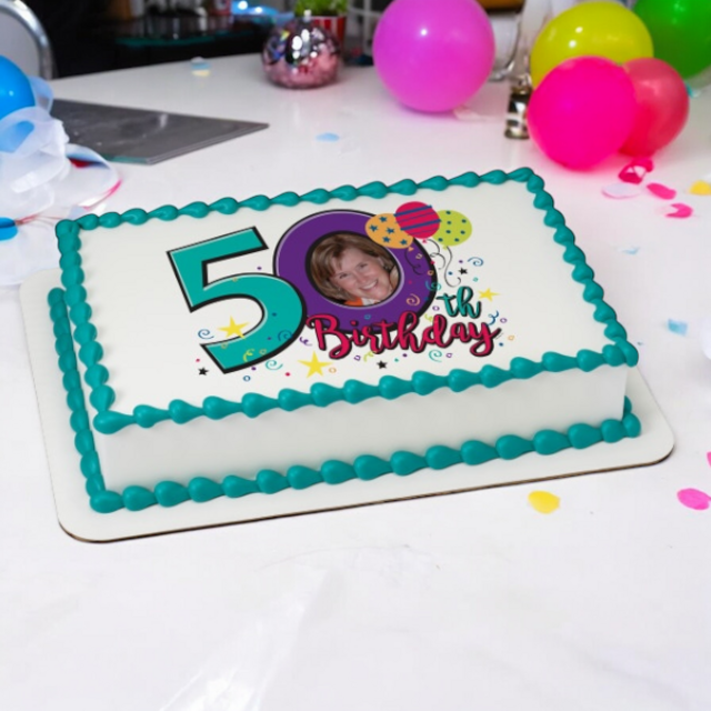 Happy 50th Birthday PhotoCake® Edible Image® Frame Cake