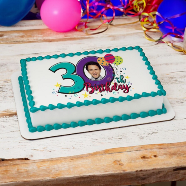 Happy 30th Birthday PhotoCake® Edible Image® Frame Cake