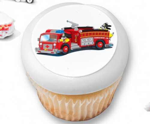 Firetruck PhotoCake® Edible Image® Cupcakes (12 Cupcakes)